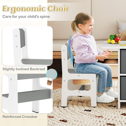 Kids Table and Chair Set Toddler Wooden Activity Table and 2 Chairs Set