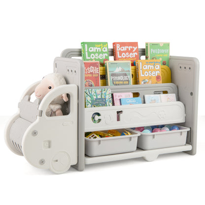Kids Toy Storage and Bookshelf Car Themed Toy Storage Shelf