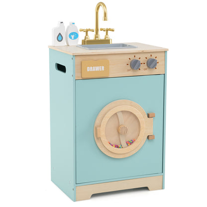 Kids Washer Playset Toy Washing Machine with Laundry Detergent and Hand Sanitizer-Blue