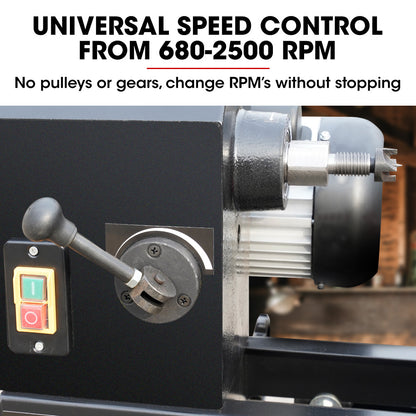 Heavy-Duty Wood Lathe with 0.55kW Motor, 1m Capacity, Variable Speed & Stand