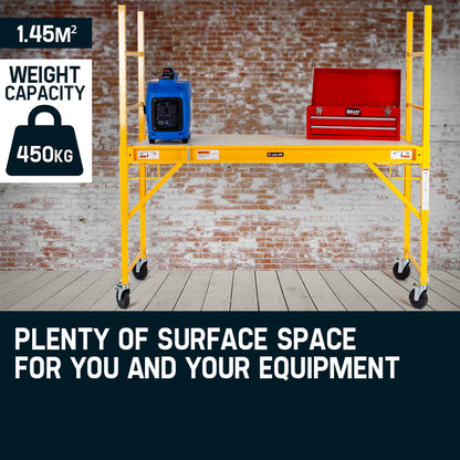 Mobile Adjustable Scaffold with 0.7-1.87m Height & Lockable Wheels