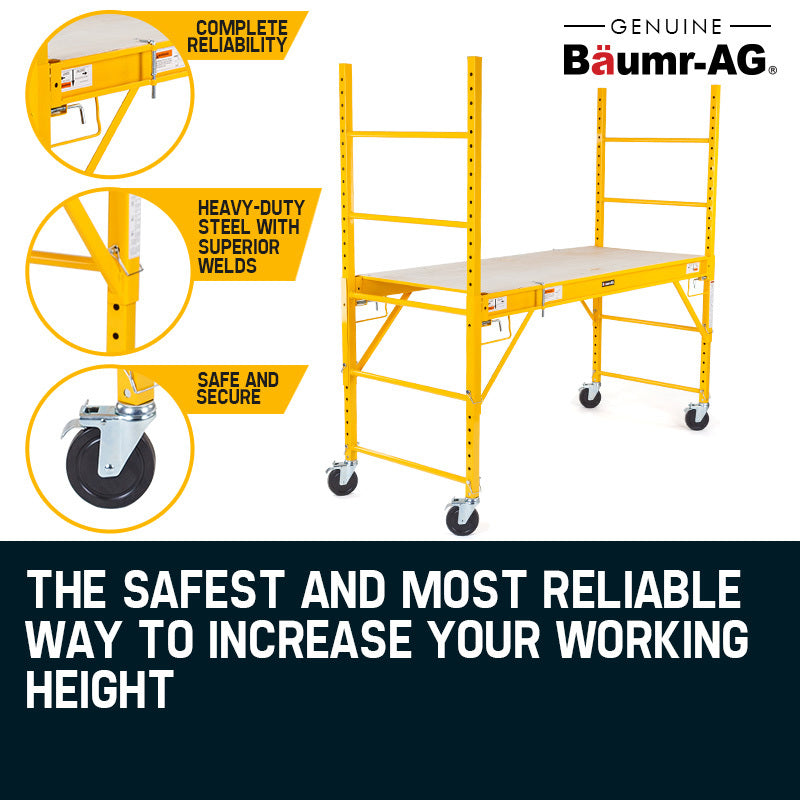 Mobile Adjustable Scaffold with 0.7-1.87m Height & Lockable Wheels