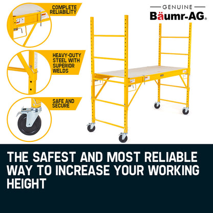 Mobile Adjustable Scaffold with 0.7-1.87m Height & Lockable Wheels