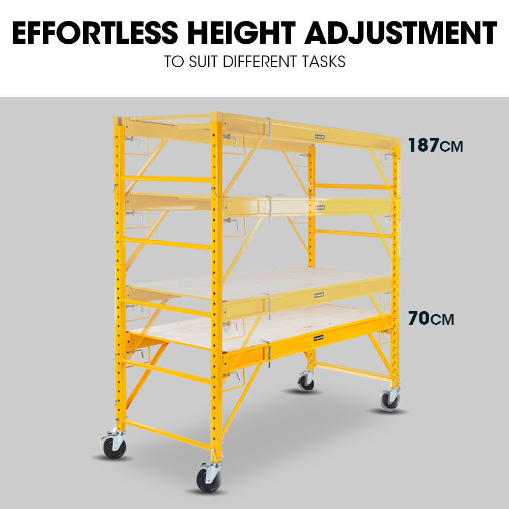 Adjustable Mobile Scaffolding with Trapdoor, 450kg Capacity, 0.7m-1.87m Height