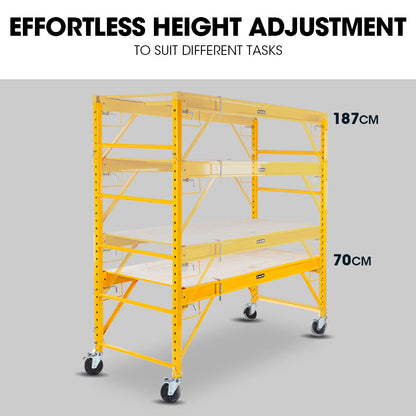 Adjustable Mobile Scaffolding with Trapdoor, 450kg Capacity, 0.7m-1.87m Height