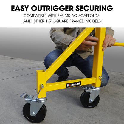 Adjustable Mobile Scaffold Outrigger Wheel Set - 4pc, 0.13m Lockable Wheels