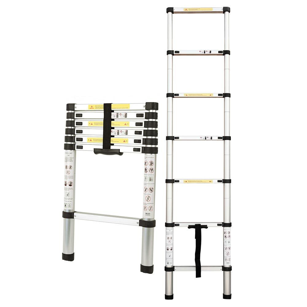 2m Multi-Adjustable Aluminium Telescopic Ladder with 120kg Capacity