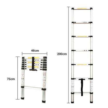 2m Multi-Adjustable Aluminium Telescopic Ladder with 120kg Capacity