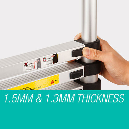 2m Multi-Adjustable Aluminium Telescopic Ladder with 120kg Capacity
