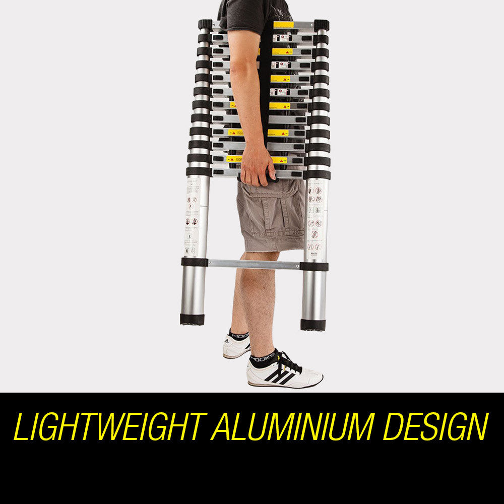 3.8m Telescopic Folding Ladder, Aluminium Alloy, 120kg Capacity, Safety Certified