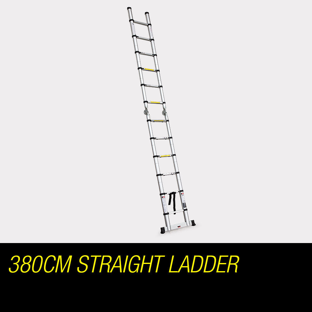 3.8m Telescopic Folding Ladder, Aluminium Alloy, 120kg Capacity, Safety Certified