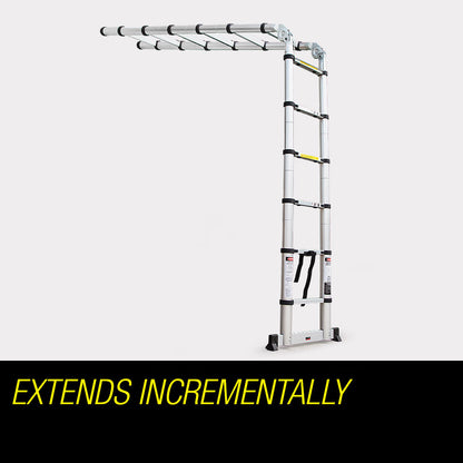 3.8m Telescopic Folding Ladder, Aluminium Alloy, 120kg Capacity, Safety Certified