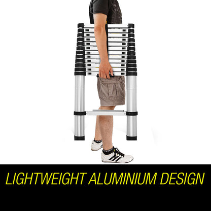 3.8m Telescopic Aluminium Ladder - Lightweight, Compact, and Safe Design