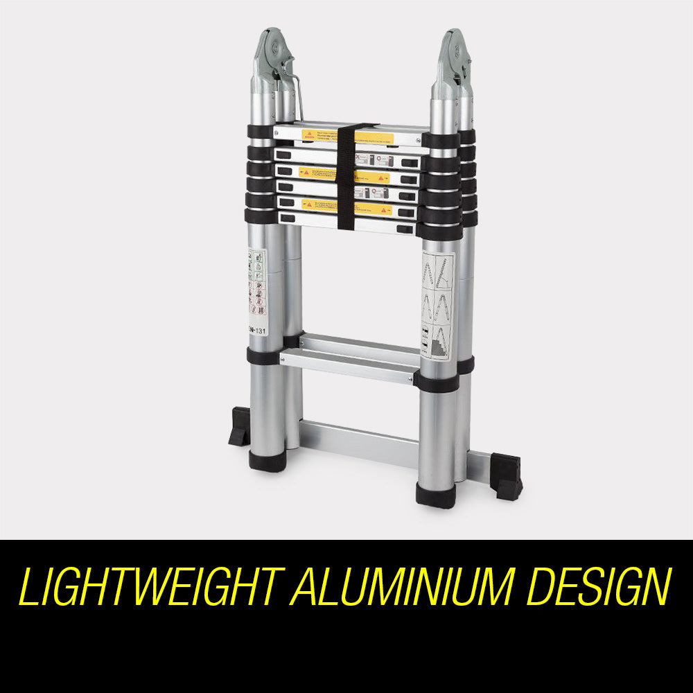 4.43m Aluminum Telescopic Folding Ladder with 120kg Capacity and Safety Features