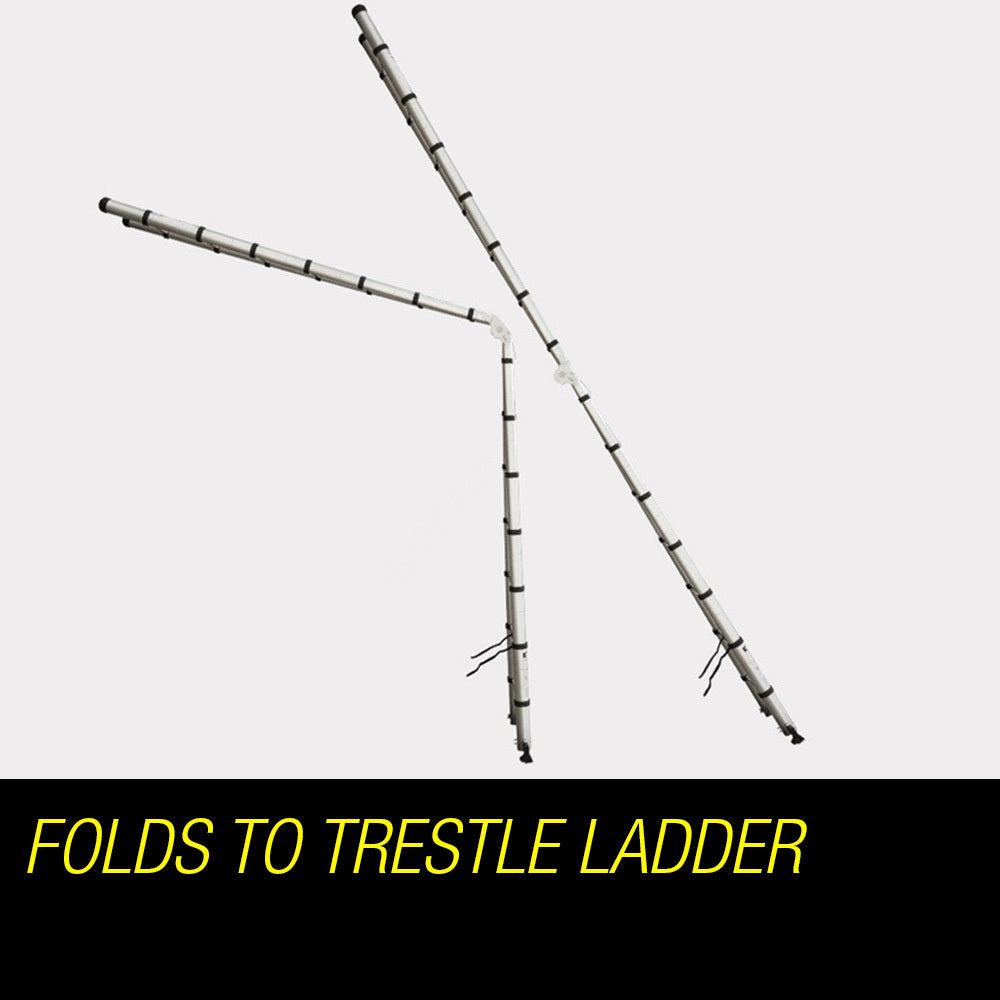 4.43m Aluminum Telescopic Folding Ladder with 120kg Capacity and Safety Features