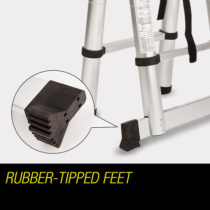 4.43m Aluminum Telescopic Folding Ladder with 120kg Capacity and Safety Features