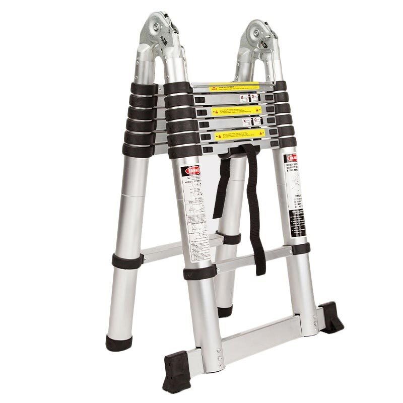 4.43m Aluminum Telescopic Folding Ladder with 120kg Capacity and Safety Features