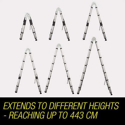 4.43m Aluminum Telescopic Folding Ladder with 120kg Capacity and Safety Features