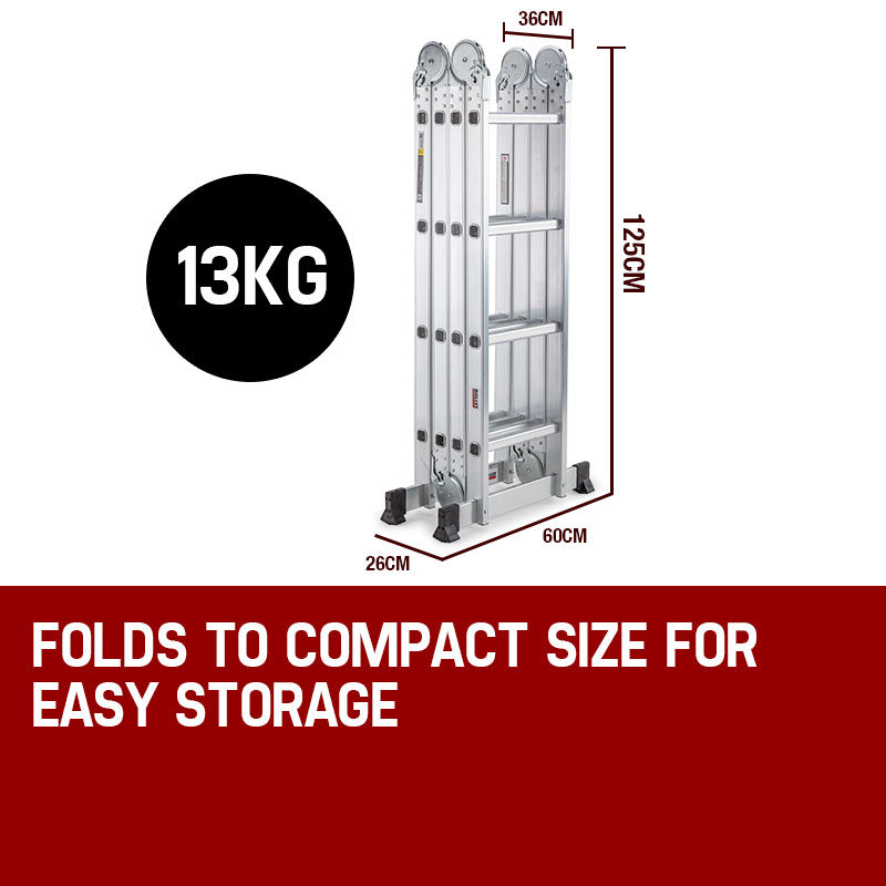 4.7m Multi-Purpose Aluminium Ladder with Multiple Configurations and Safety Features