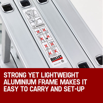 4.7m Multi-Purpose Aluminium Ladder with Multiple Configurations and Safety Features
