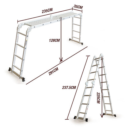 4.7m Multi-Purpose Aluminium Ladder with Multiple Configurations and Safety Features