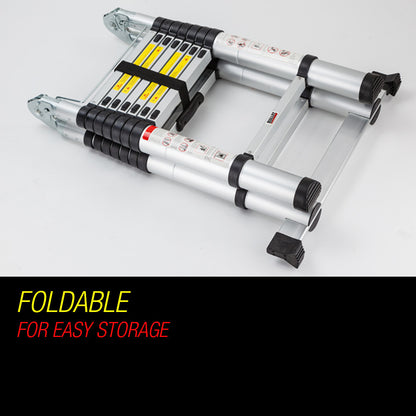 5m Telescopic Aluminium Ladder, 17kg Lightweight Extendable with Safety Features