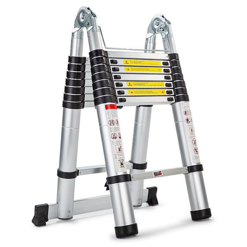 5m Telescopic Aluminium Ladder, 17kg Lightweight Extendable with Safety Features