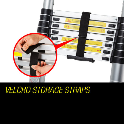 5m Telescopic Aluminium Ladder, 17kg Lightweight Extendable with Safety Features