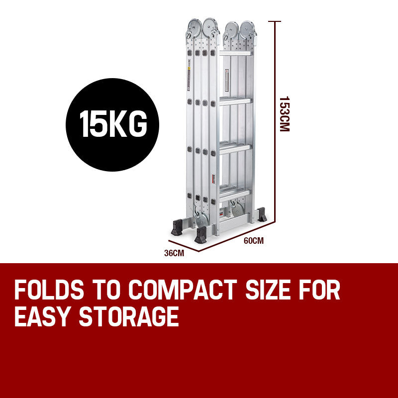 5.8m Multi-Fold Aluminium Ladder - Adjustable, Lightweight, and Compact
