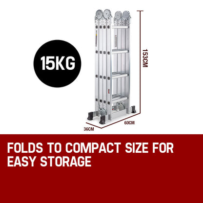 5.8m Multi-Fold Aluminium Ladder - Adjustable, Lightweight, and Compact
