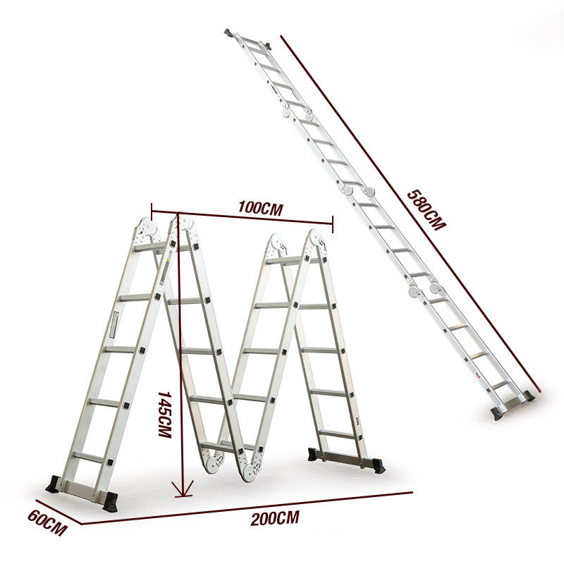 5.8m Multi-Fold Aluminium Ladder - Adjustable, Lightweight, and Compact