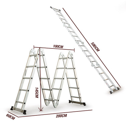 5.8m Multi-Fold Aluminium Ladder - Adjustable, Lightweight, and Compact