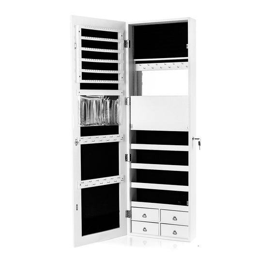 LED Full-length Mirror Jewelry Cabinet Multipurpose Storage Cabinet-White