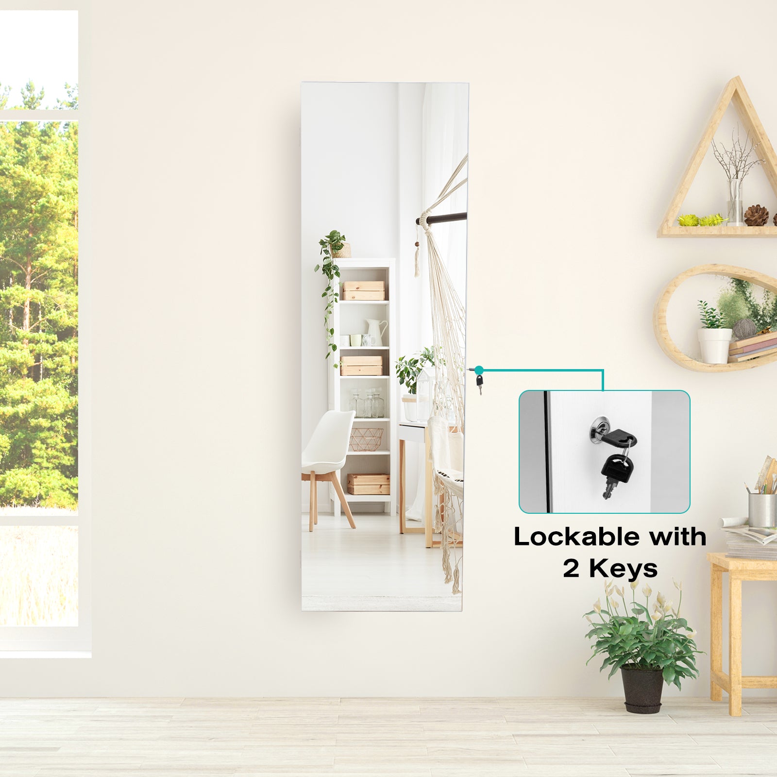 LED Full-length Mirror Jewelry Cabinet Multipurpose Storage Cabinet-White