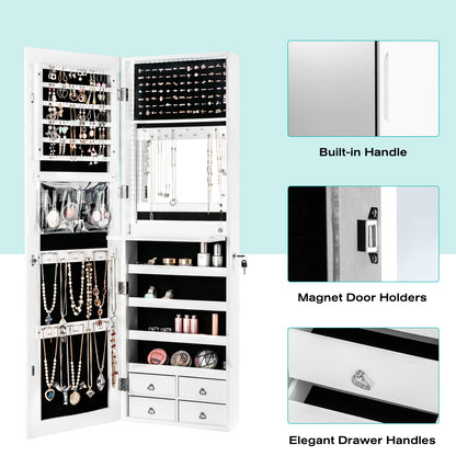 LED Full-length Mirror Jewelry Cabinet Multipurpose Storage Cabinet-White