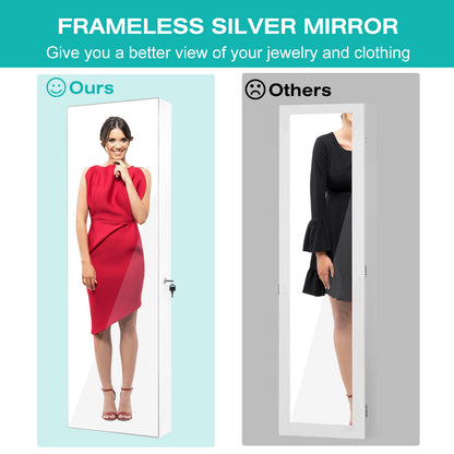 LED Full-length Mirror Jewelry Cabinet Multipurpose Storage Cabinet-White