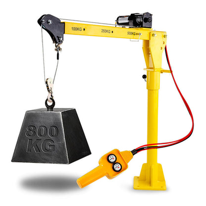 Electric Hoist Winch Crane 12V, 800kg Capacity, 2m Lift, 360° Rotation