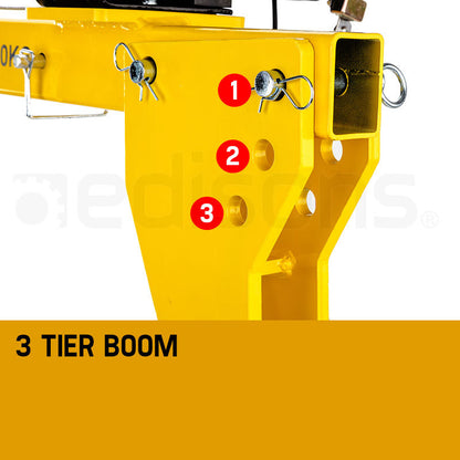 Electric Hoist Winch Crane 12V, 800kg Capacity, 2m Lift, 360° Rotation
