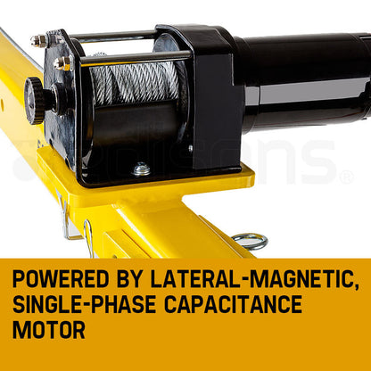 Electric Hoist Winch Crane 12V, 800kg Capacity, 2m Lift, 360° Rotation