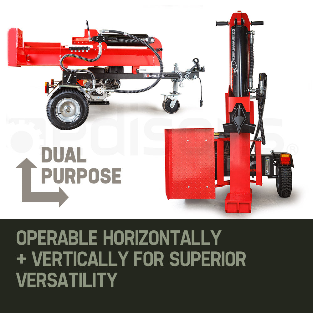 65-Ton Diesel Hydraulic Log Splitter, Horizontal/Vertical, 0.4m Wheels, 4-Way Wedge