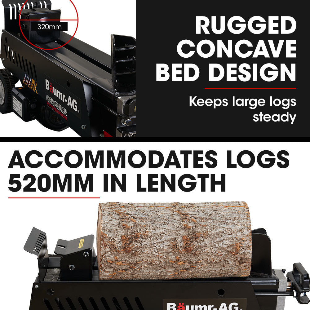 10 Tonne Electric Hydraulic Log Splitter with 0.32m Diameter, 0.52m Length Limit
