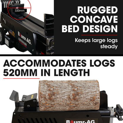 10 Tonne Electric Hydraulic Log Splitter with 0.32m Diameter, 0.52m Length Limit