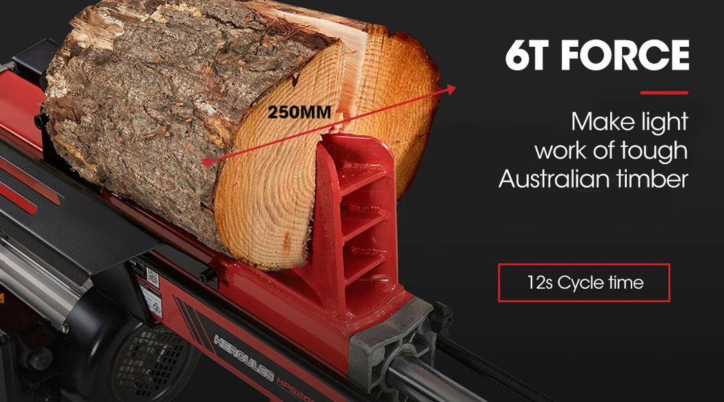 6 Tonne Electric Hydraulic Log Splitter with 0.37m Capacity