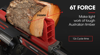 6 Tonne Electric Hydraulic Log Splitter with 0.37m Capacity