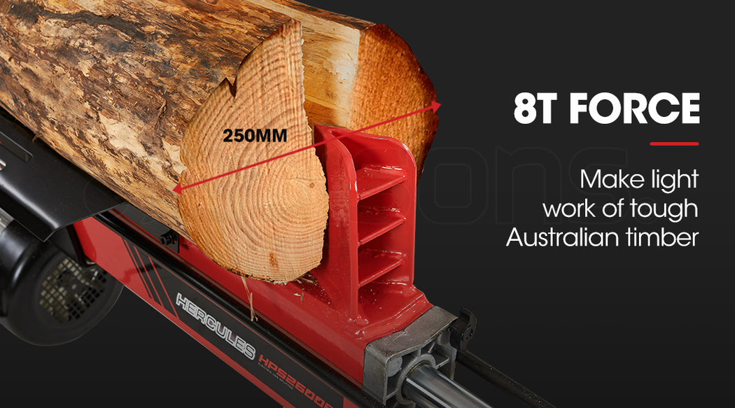 8 Tonne Electric Hydraulic Wood Log Splitter with 0.52m Splitting Capacity