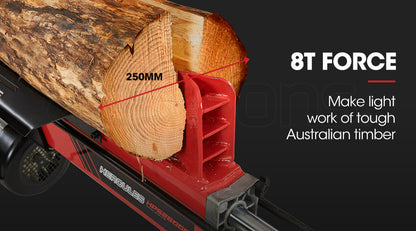 8 Tonne Electric Hydraulic Wood Log Splitter with 0.52m Splitting Capacity