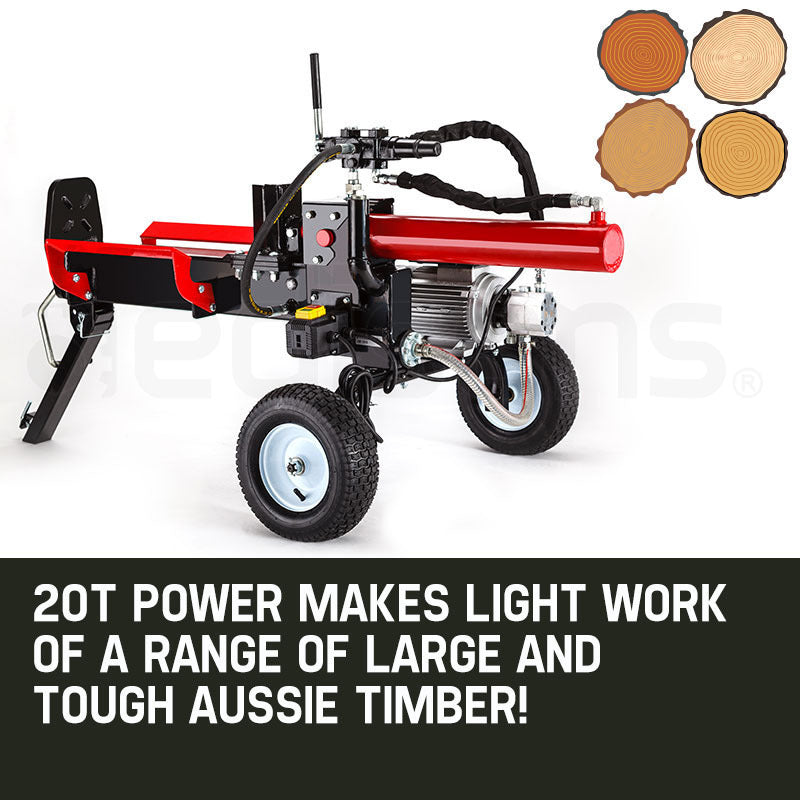20 Tonne Electric Hydraulic Log Splitter with 0.54m Capacity and Towing Capability