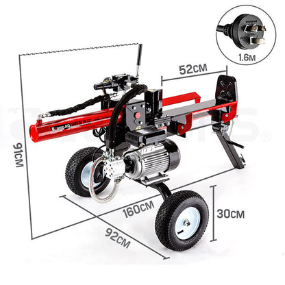 20 Tonne Electric Hydraulic Log Splitter with 0.54m Capacity and Towing Capability