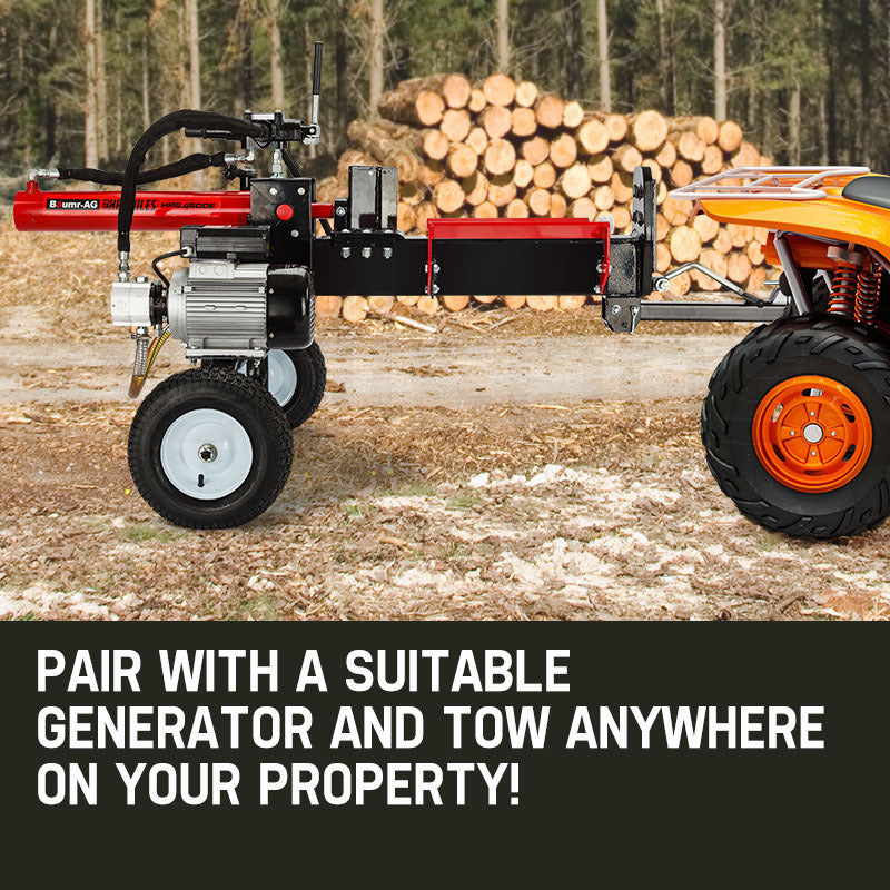 20 Tonne Electric Hydraulic Log Splitter with 0.54m Capacity and Towing Capability