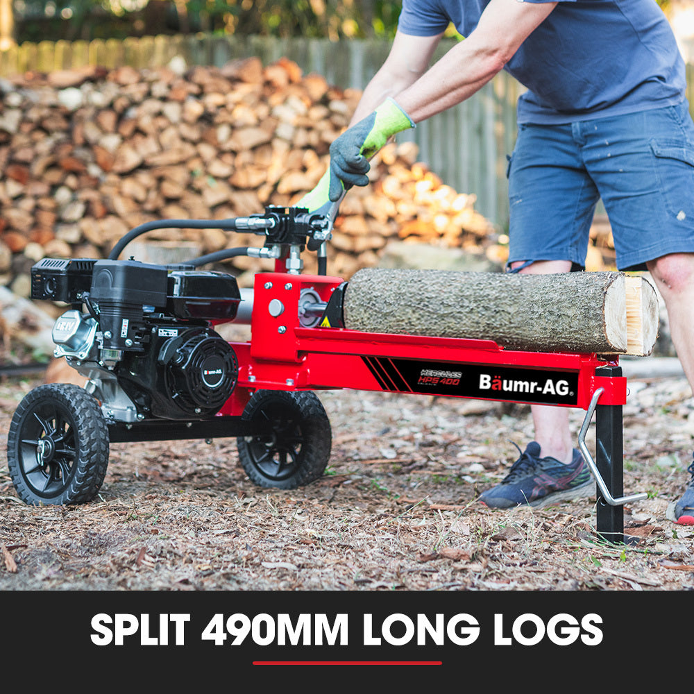 12-Tonne Petrol Hydraulic Log Splitter with 0.25m Wheels and 0.49m Capacity